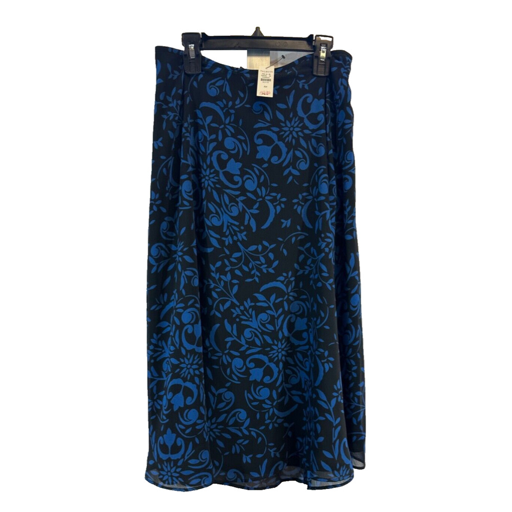 NEW Talbots Lined Poly Aline Skirt - Black and Blue - Size 4P Petite Women C18